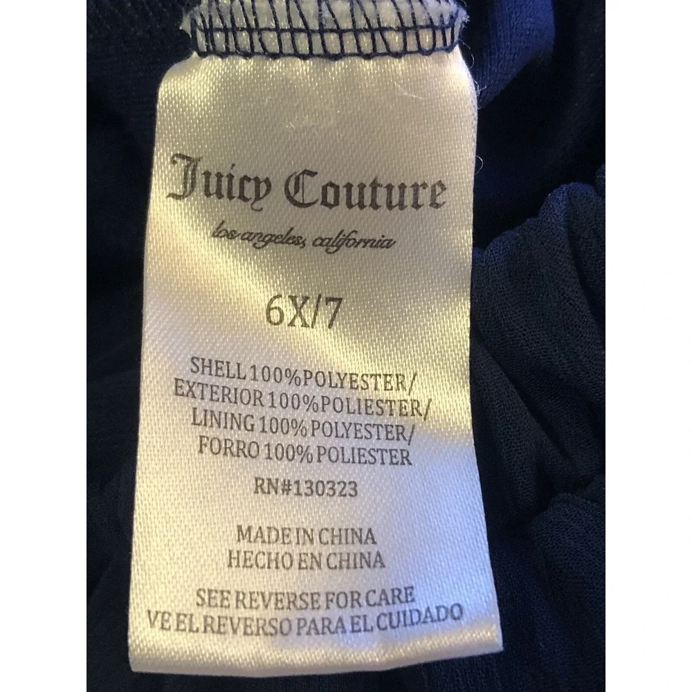 Juicy Couture Girls Size 6/7 Navy Blue Tiered Ruffle Skort Shorts Bow Detail